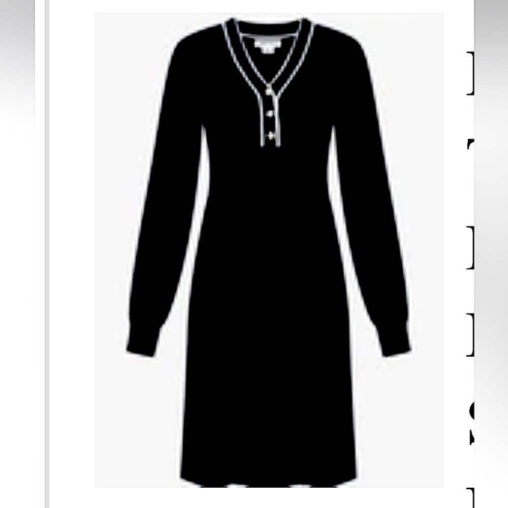 Urban Revivo Lantern Sleeve Striped Trim Half Button Knitted sweater Dress size6